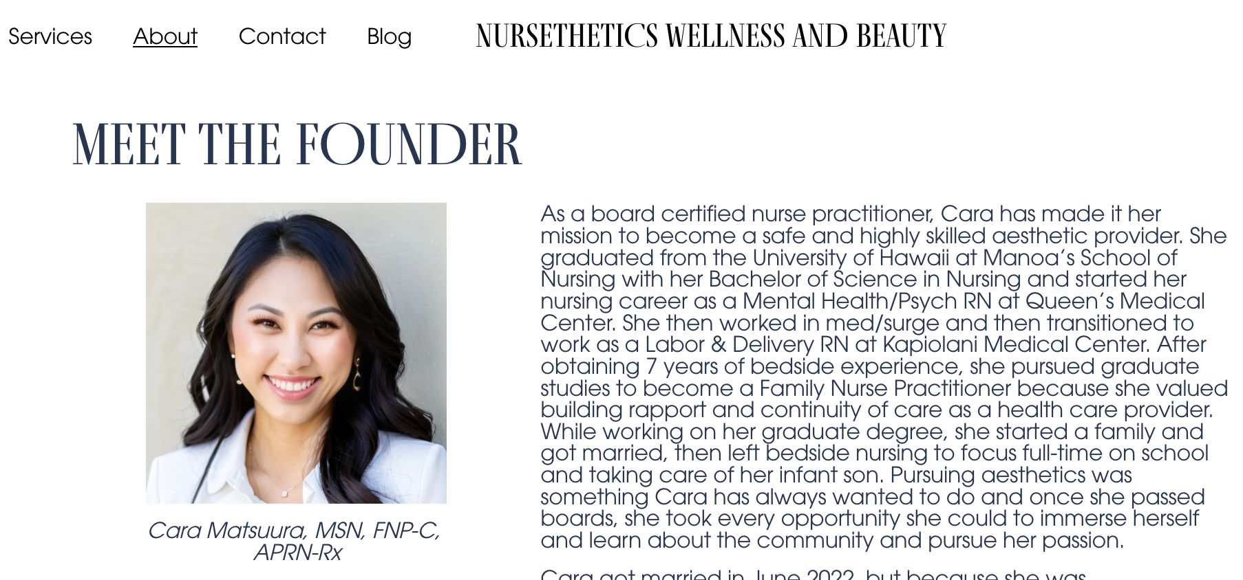 Link Nursethetics Wellness and Beauty webpage